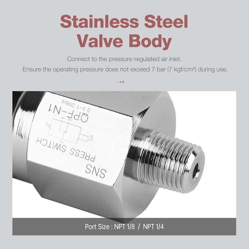 Sns 1/8 Inch NPT Male Thread Pneumatic Adjustable Diaphragm Type Pressure Switch Normally Open and Closed Integrated QPF-N1 - Image 4
