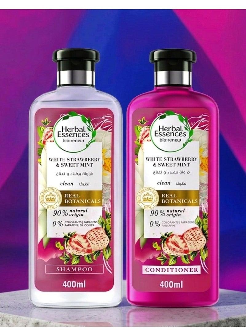 Herbal Essences Shampoo 400 ml + Conditioner 400 ml With Strawberry & Sweet Mint  (Packaging may vary) - Image 3
