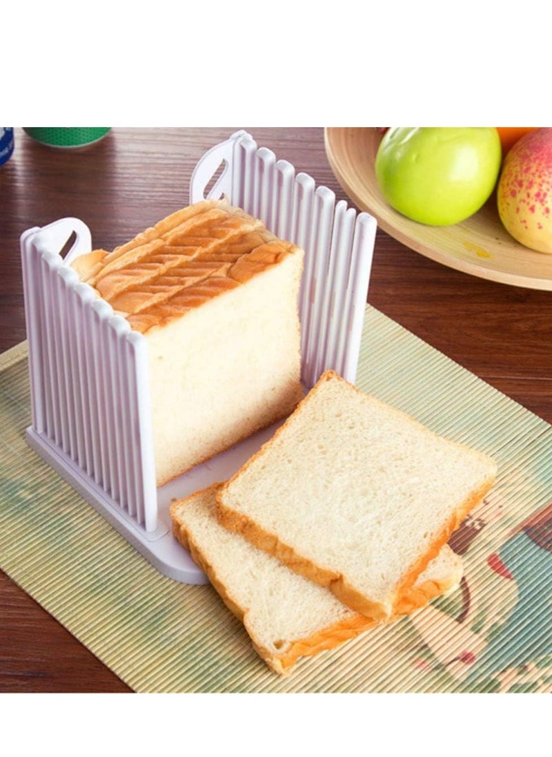 Generic Adjustable Toast Slicer/ Cutting Guide for Homemade Bread, Plastic Bread Slicer Loaf for Slicing Bread Foldable Kitchen Baking Tools (White)  - Image 2