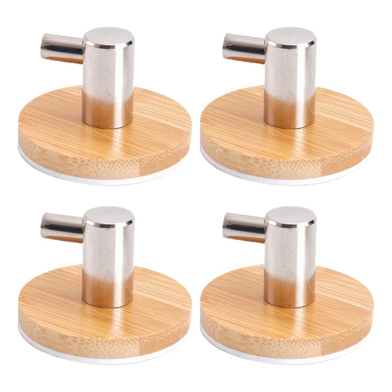 Wood Wall Hooks 4 Pack Multifunctional Strong Adhesive for Bathroom Kitchen Door - Image 2