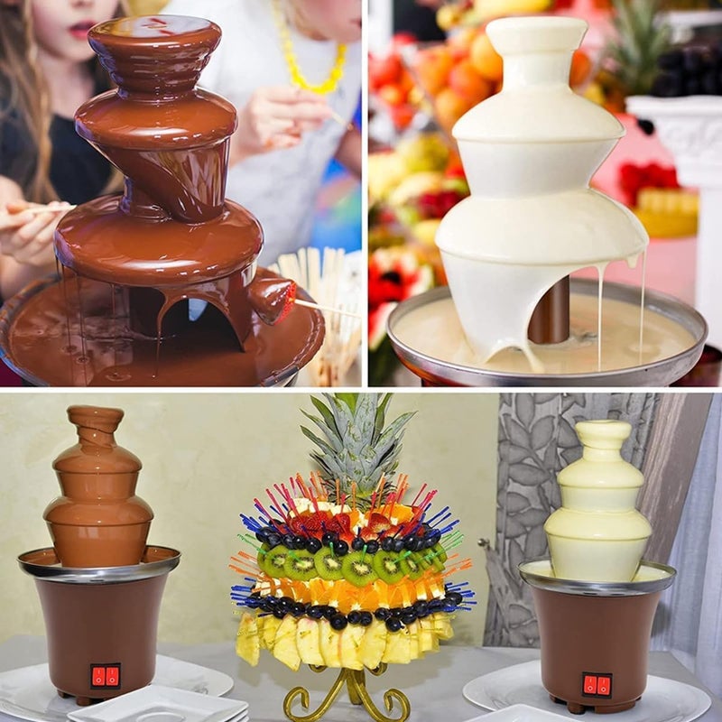 ZAMZIN 3-Tier Chocolate Fondue Fountain Machine | Stainless Steel Electric Fondue Set for Weddings, Birthdays, Parties | Easy Setup, Melting & Heating for Chocolate, Cheese, Candy, Liqueurs - Image 2