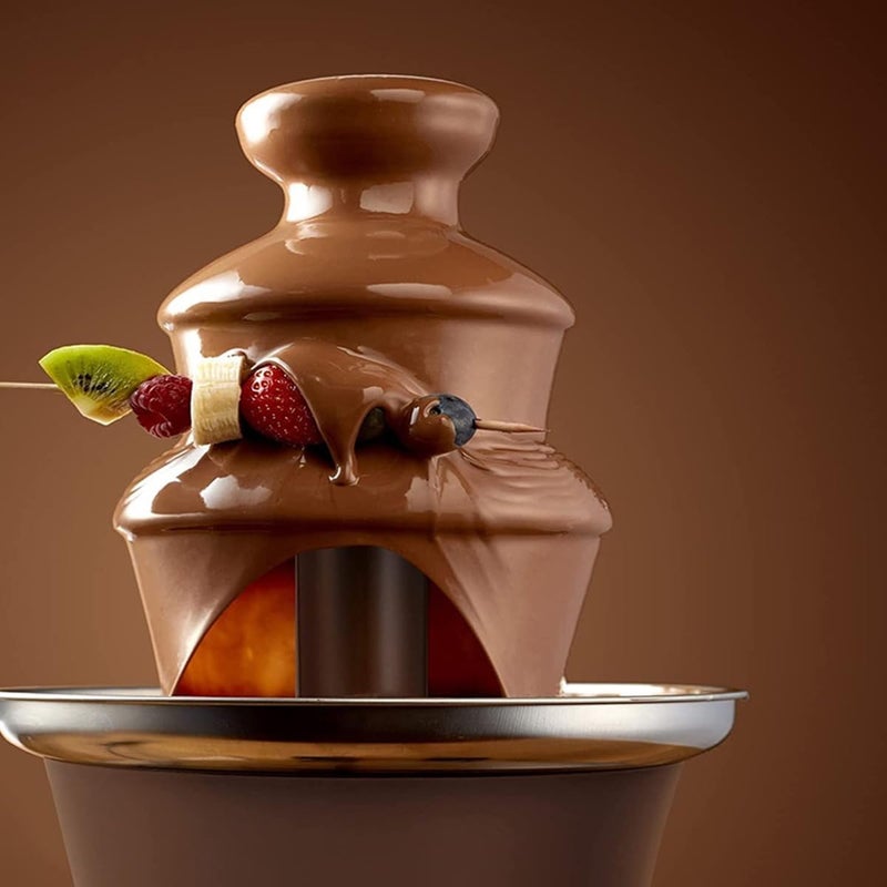 ZAMZIN 3-Tier Chocolate Fondue Fountain Machine | Stainless Steel Electric Fondue Set for Weddings, Birthdays, Parties | Easy Setup, Melting & Heating for Chocolate, Cheese, Candy, Liqueurs - Image 3