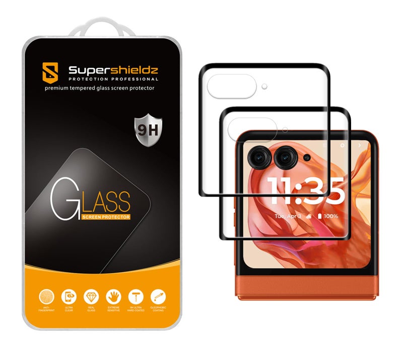 Supershieldz (2 Pack) Designed for Motorola Razr 2024/2025 (Front Screen Only) Tempered Glass Screen Protector, Anti Scratch, Bubble Free (Black) - Image 1