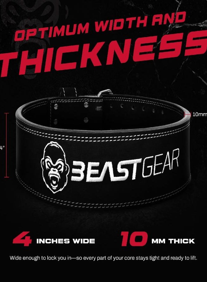 Beast Gear Leather Weight Lifting Belt for Women & Men - 4" Wide PowerBelt with Back and Core Support for Gym, Deadlifting, Strength Training, Squats and Powerlifting(M, 29"-38") - Image 5