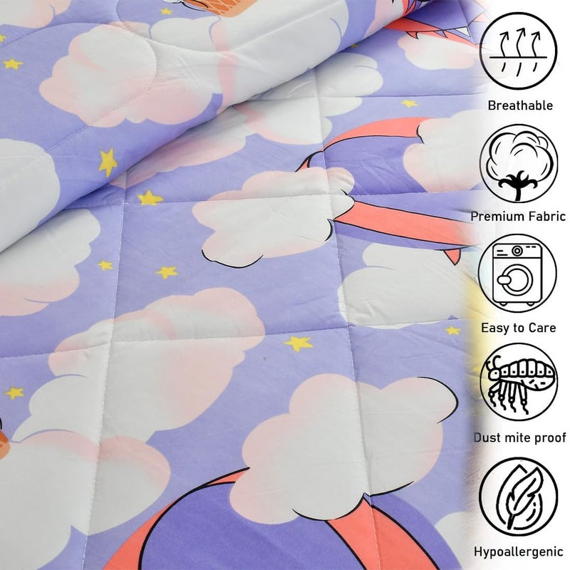 Ritvik Decor Single Bed Cartoon Printed Blankets for Kids | Dohar for Kid Boys & Girls | Glace Cotton Soft Children Comforters | Summer & Winter Blankets (60x90 Inches) (Aqua Cloud)| TC - 144 - Image 4