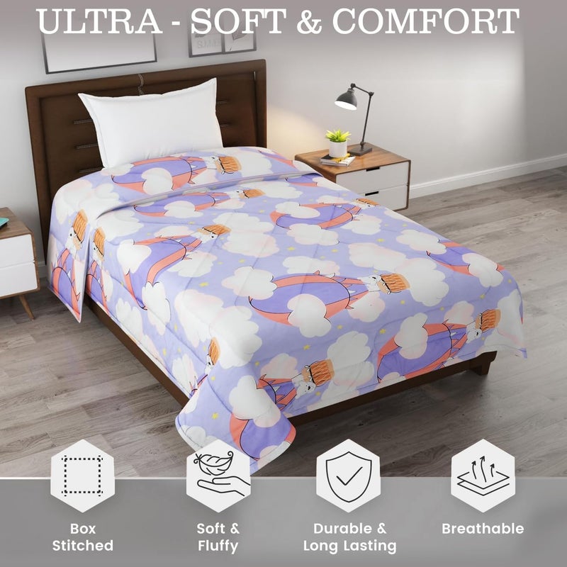 Ritvik Decor Single Bed Cartoon Printed Blankets for Kids | Dohar for Kid Boys & Girls | Glace Cotton Soft Children Comforters | Summer & Winter Blankets (60x90 Inches) (Aqua Cloud)| TC - 144 - Image 2