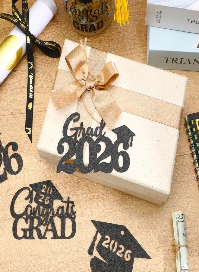 MARFOREVER 2026 Graduation Cutouts, 30Pcs Glitter Grad Cap 2026 Cutout Tags Centerpiece Double Side 2026 Graduation Party Decorations for Class of 2026 Congrats Grad Party Favors Supplies, Black - Image 5