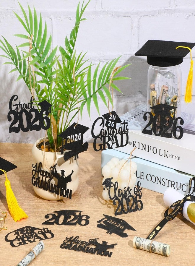 MARFOREVER 2026 Graduation Cutouts, 30Pcs Glitter Grad Cap 2026 Cutout Tags Centerpiece Double Side 2026 Graduation Party Decorations for Class of 2026 Congrats Grad Party Favors Supplies, Black - Image 4