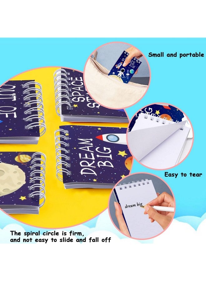 Omlisca Outer Space Mini Notebook 16 Pack Space Party Favor Galaxy Goodie Bags Solar System Astronaut Science Rocket Planet Small Spiral Pocket Notepads For Space Theme Birthday Party Supplies - Image 4