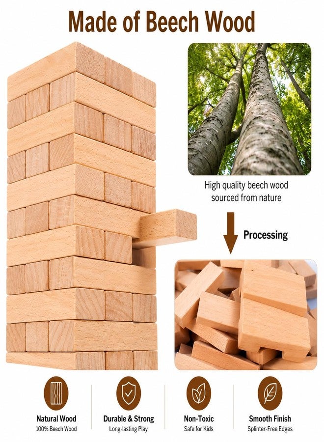 Infizent Wooden Stacking Tower Game for Kids & Adults | 54 Wooden Blocks | Family Party Game | Balance & Brain Training Toy - Image 3