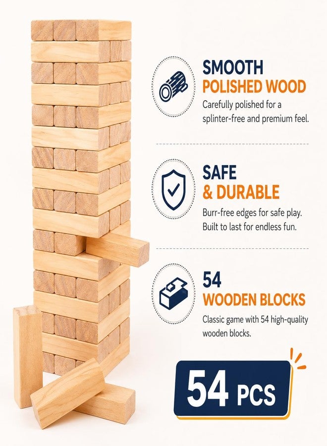 Infizent Wooden Stacking Tower Game for Kids & Adults | 54 Wooden Blocks | Family Party Game | Balance & Brain Training Toy - Image 4