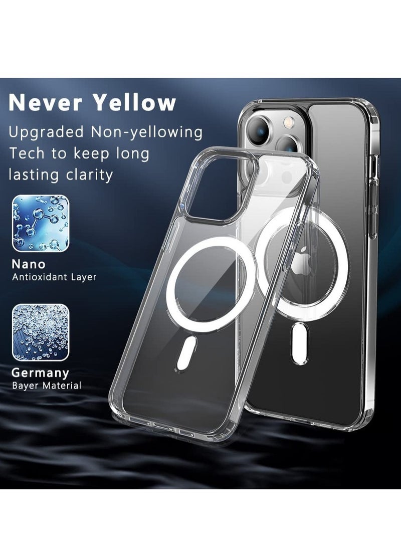 iPhone 14 Pro Max Case Magnetic Clear Thin [Compatible with Magsafe] [Military Grade Drop Protection] Shockproof Anti-Yellow Anti-Scratches Hard Back Soft Slim Cover 2022 6.7" - Image 2