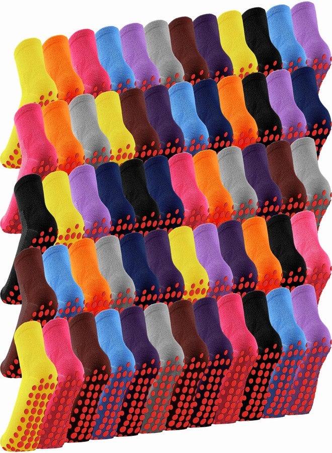 Chuarry 30 Pairs Non Slip Socks Non Skid Socks with Grips for Elderly Yoga Hospital Cushioned Sole Gripper for Men Women, 10 Colors - Image 1