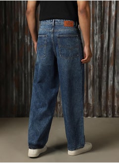 HIGH STAR Men's Indigo 100% Cotton Distressed Full Length Loose Fit Jeans  - Image 3