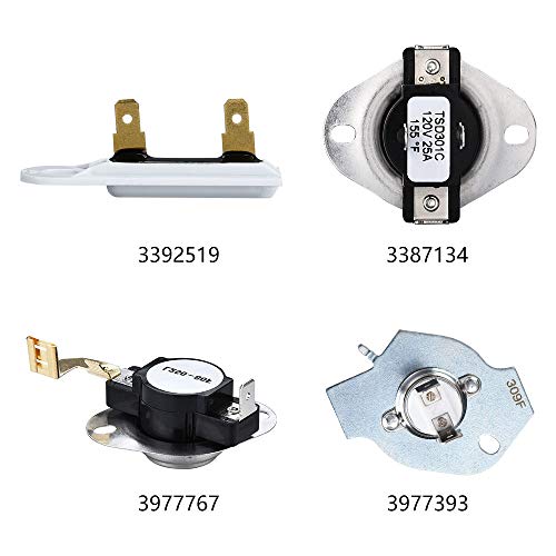 SOPKTA 3977393 Dryer Thermal Fuse 3387134 Dryer Cycling Thermostat 3392519 Dryer Thermal Fuse 3977767 Dryer Thermostat Compatible with Whirlpool Dryers, Replacement Parts # WP3387134 WP3977767 WP3977393 - Image 2