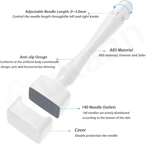 DUKAAN Derma stamp for Hair & Beard regrowth, 0-3mm Titanium Micro needle, Facial Derma Roller with microneedling Kit for Face Skin acne Repair, Reusable derma pen - Image 2