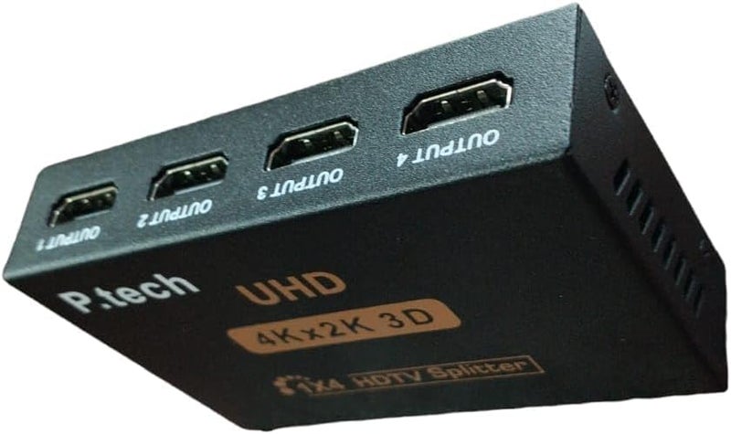 موزع HDMI 1 في 4 مخرج موزع فيديو HDMI عالي الدقة 1080 بكسل لشاشة مكررة ومحول HDMI للكمبيوتر الشخصي بلاي ستيشن 3/4/5 جهاز عرض HDTV مع محول - Image 3