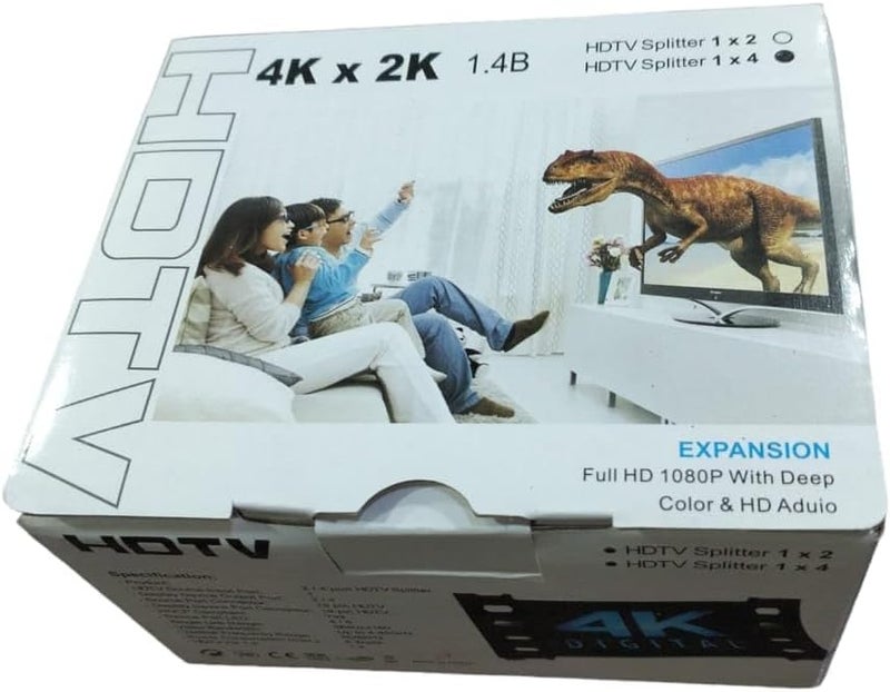 موزع HDMI 1 في 4 مخرج موزع فيديو HDMI عالي الدقة 1080 بكسل لشاشة مكررة ومحول HDMI للكمبيوتر الشخصي بلاي ستيشن 3/4/5 جهاز عرض HDTV مع محول - Image 5