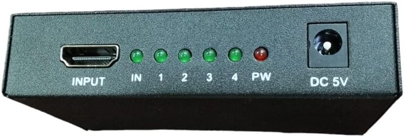 موزع HDMI 1 في 4 مخرج موزع فيديو HDMI عالي الدقة 1080 بكسل لشاشة مكررة ومحول HDMI للكمبيوتر الشخصي بلاي ستيشن 3/4/5 جهاز عرض HDTV مع محول - Image 4