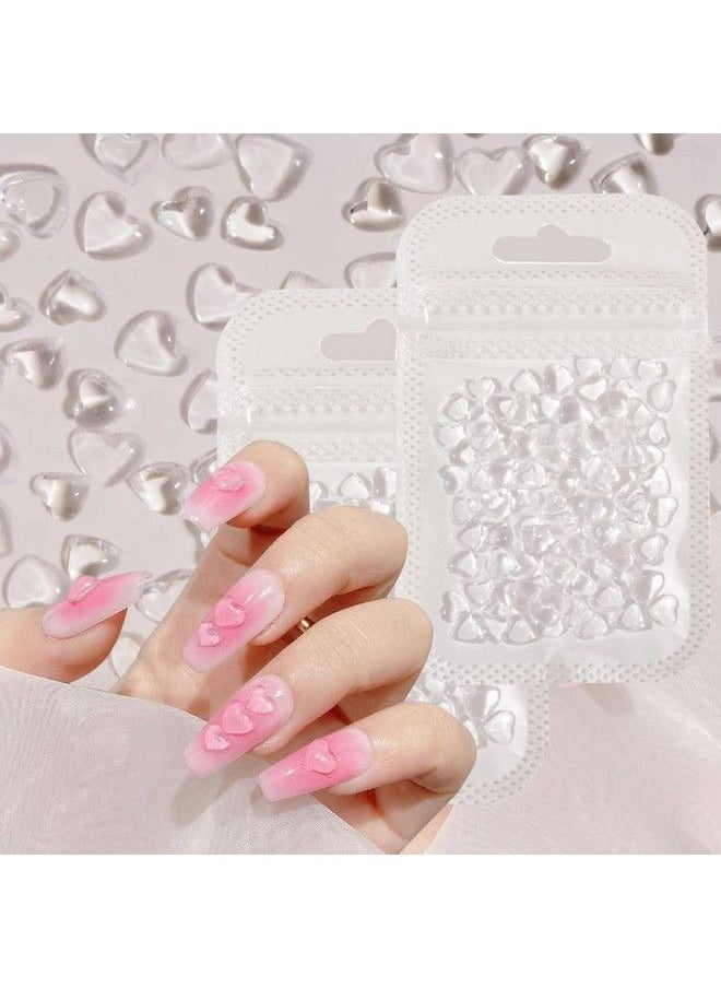 ASVNRES - 200Pcs Clear Heart Nail Art Decals Charms For Nails Clear 3D Acrylic Heart Nail Charms For Women Diy Manicures Salon Accessories - Image 1