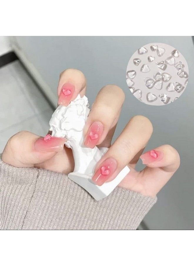 ASVNRES - 200Pcs Clear Heart Nail Art Decals Charms For Nails Clear 3D Acrylic Heart Nail Charms For Women Diy Manicures Salon Accessories - Image 1