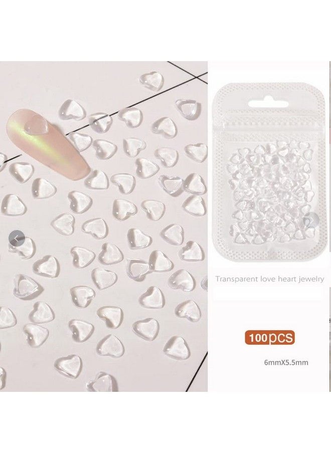 ASVNRES - 200Pcs Clear Heart Nail Art Decals Charms For Nails Clear 3D Acrylic Heart Nail Charms For Women Diy Manicures Salon Accessories - Image 1