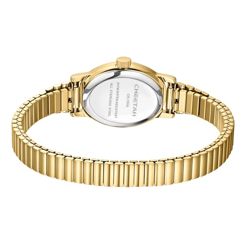 CHEETAH Petite Gold Watches for Women, with Stainless Steel Expansion Band, Dainty Oval Case Easy Read Numeral Dial, Waterproof - Image 3