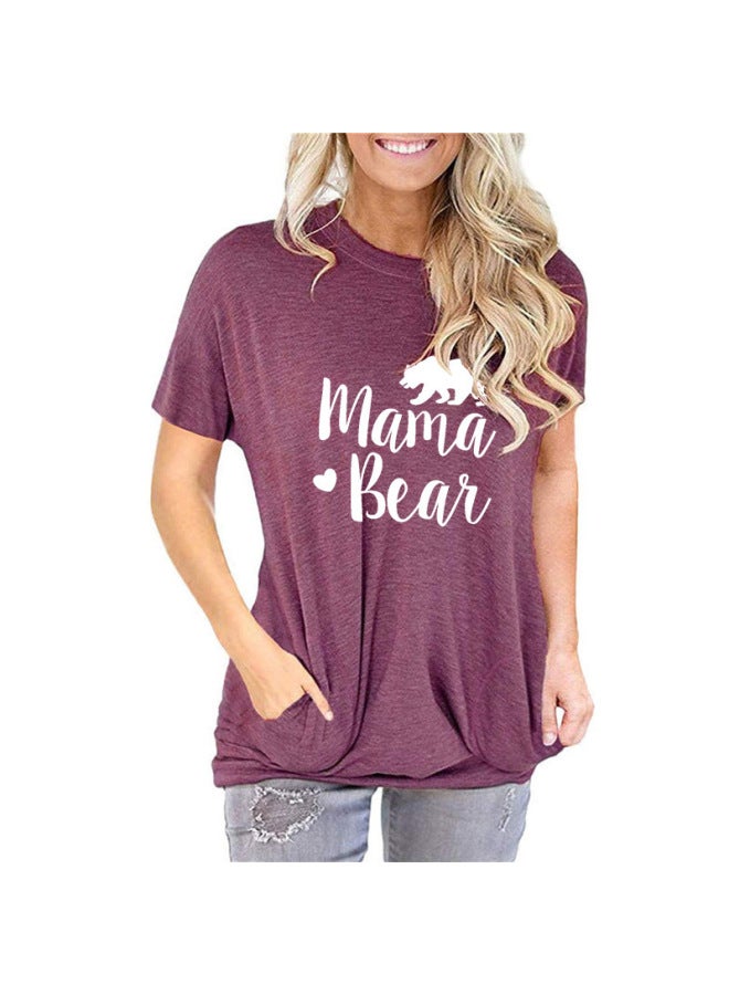 Ladies Pocket Jacket Letter Printing Loose Round Neck Short Sleeve T-shirt Outlet