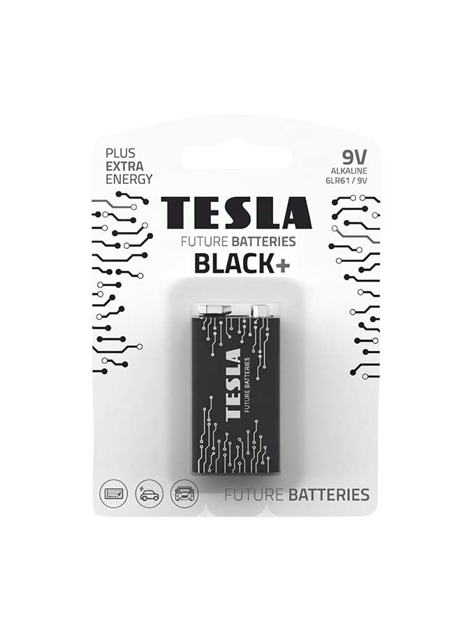 Tesla بطاريات تسلا 9 فولت سوداء + قلوية 6LR61 9 فولت 1 قطعة - Image 1
