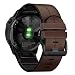Abanen for Garmin Fenix 7X Fenix 6X Fenix 5X Watch Band Quick Easy Fit 26mm Soft Genuine Leather Hybrid Silicone Sweatproof Wristband Strap for Fenix 5X PlusTactix DeltaFenix 3Enduro Coffee - Image 2
