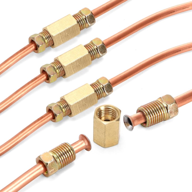 Fasmov 25 ft 3/16" Copper Coated Brake Line Kit, Brake Line Flaring Tool Kit (Includes 16 Fittings and 4 Unions Brake Line Fittings) + Double & Single Flaring Tool Kit - Image 5