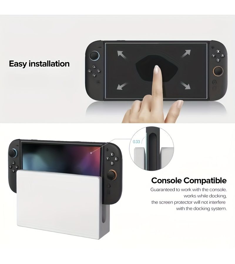 لـ Switch OLED 2021 حماية شاشة مقاس 7 بوصات زجاج مقسى 3 عبوات خالية من الفقاعات متوافقة مع الجرابات - Image 3