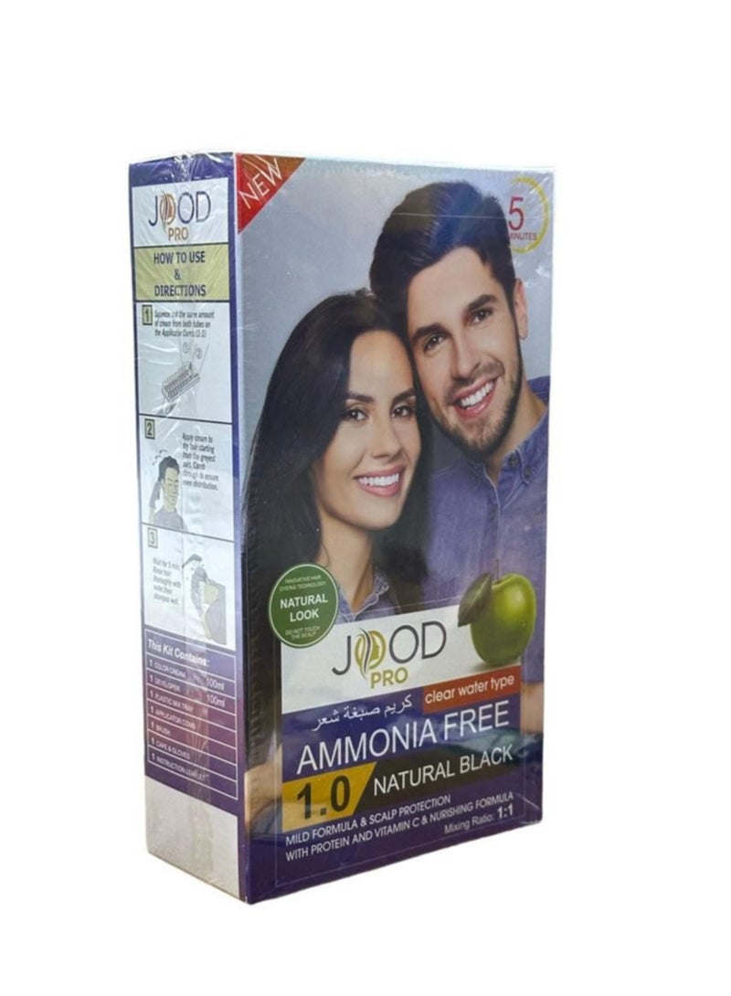 Clear Water Type Hair Dye Cream Ammonia Free Natural Black 1.0
