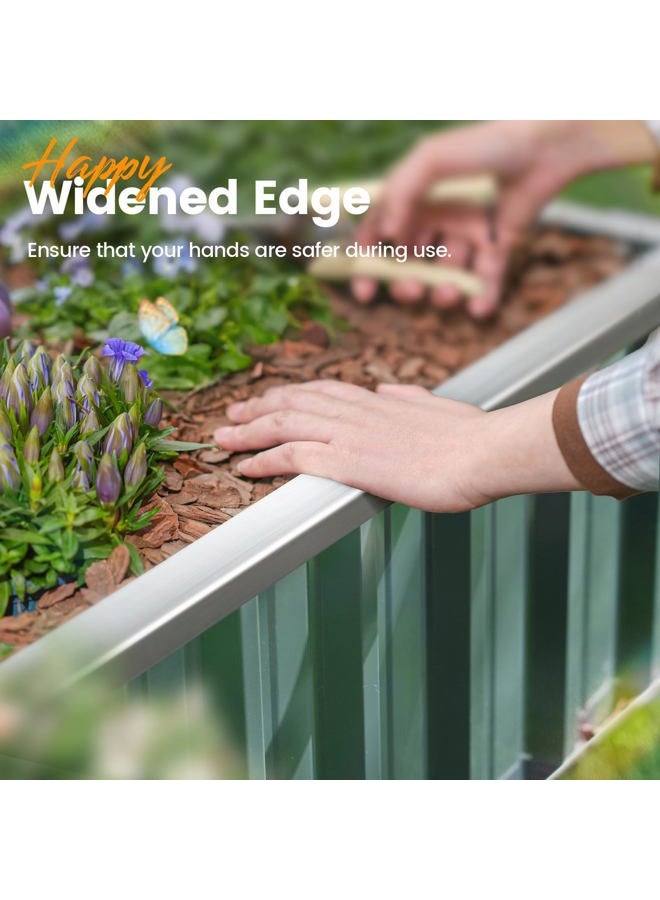Kingbird Raised Garden Bed 68"x 36"x 12" Galvanized Steel Metal Outdoor Garden Planter Box Kit with 2 Pairs of Gloves (Green) - Image 4