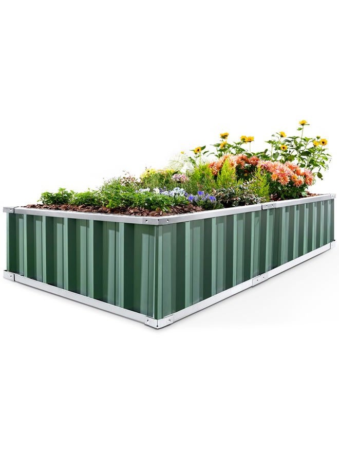 Kingbird Raised Garden Bed 68"x 36"x 12" Galvanized Steel Metal Outdoor Garden Planter Box Kit with 2 Pairs of Gloves (Green) - Image 1