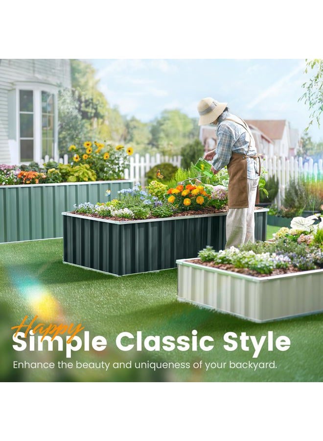 Kingbird Raised Garden Bed 68"x 36"x 12" Galvanized Steel Metal Outdoor Garden Planter Box Kit with 2 Pairs of Gloves (Green) - Image 3