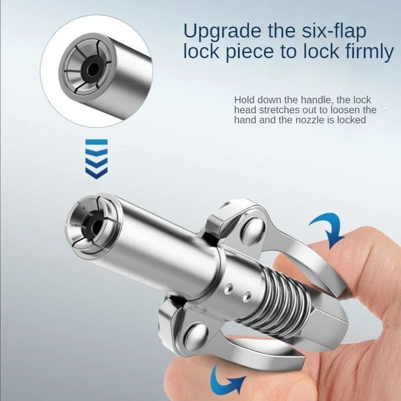 Digital Craft Grease Gun Coupler Double Handle Grease Gun Tips Heavy Duty 10000 PSI Quick Lockon and Release for All Grease Guns Fittings - Image 2