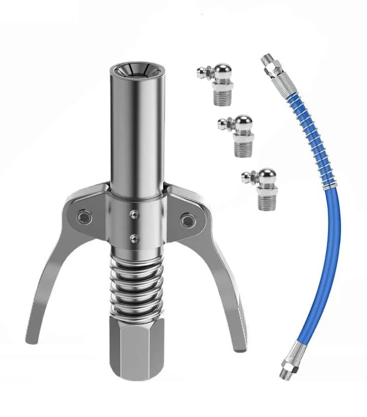 Digital Craft Grease Gun Coupler Double Handle Grease Gun Tips Heavy Duty 10000 PSI Quick Lockon and Release for All Grease Guns Fittings - Image 1