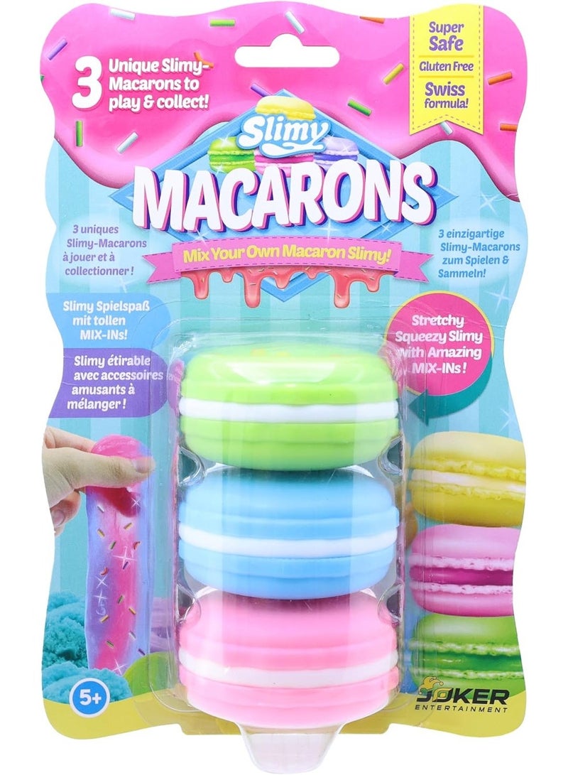 Slimy Mix Your Own Macaron Slimy 3 Colours Assorted 50g Blistercard | Mix-Ins, Non-Toxic Gluten-Free Safe, Play and Collect - Image 1