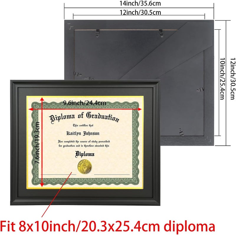 LTYHHK 8x10 Diploma Frame Solid Wood Black, Displays8x10 Diplomas with Black Over Gold Mat or 10x12 Inch Without Mat 8x10 Diploma Frame8x10 inch Certificate Frames (L23B1012BG810) - Image 2