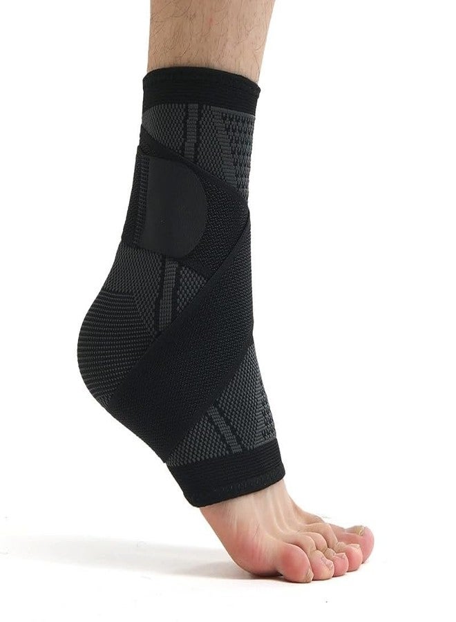 Paiwefil Ankle Brace Compression Support Sleeve with Adjustable Strap Men & Women For Injury Recovery Joint Pain Relief & Sports Protection 2 pcs (Black, XL) - Image 1