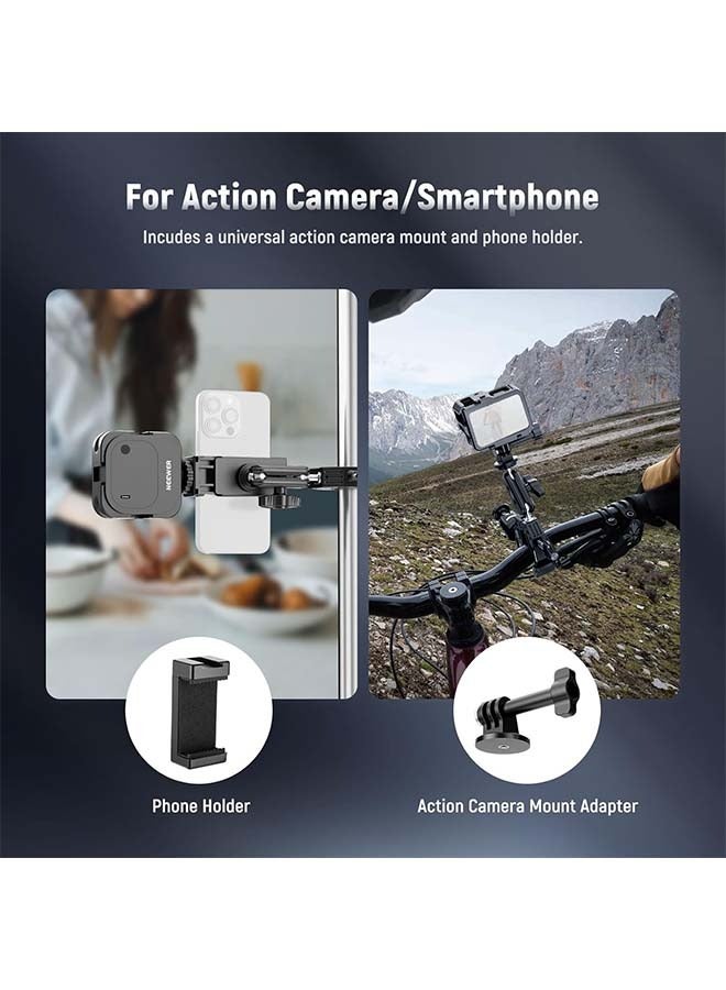 Neewer NEEWER Super Clamp with 3" Dual Ballhead Magic Arm, Ball Head Adapter, Cold Shoe, Phone Holder, Action Camera Clamp Mount for Flat/Round Surface Compatible with GoPro DJI iPhone 15 Pro Max, ST85 - Image 4