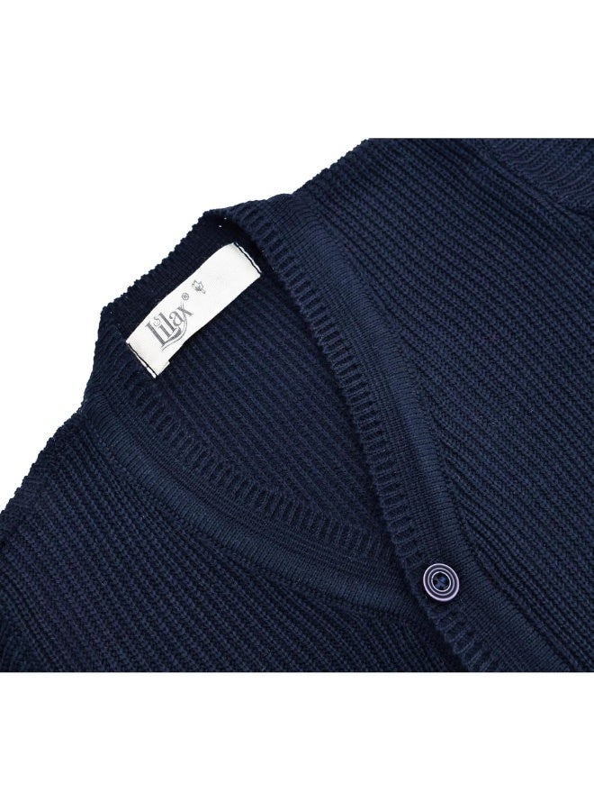 Lilax Lilax Baby Boys Basic Long Sleeve V-Neck Classic Knit Cardigan Sweater  - Image 4
