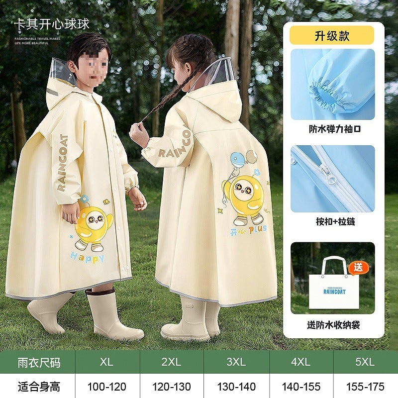 Children'S Raincoats Boys And Girls Primary School Students First Grade Kindergarten Boys And Girls Egg Poncho - Image 1