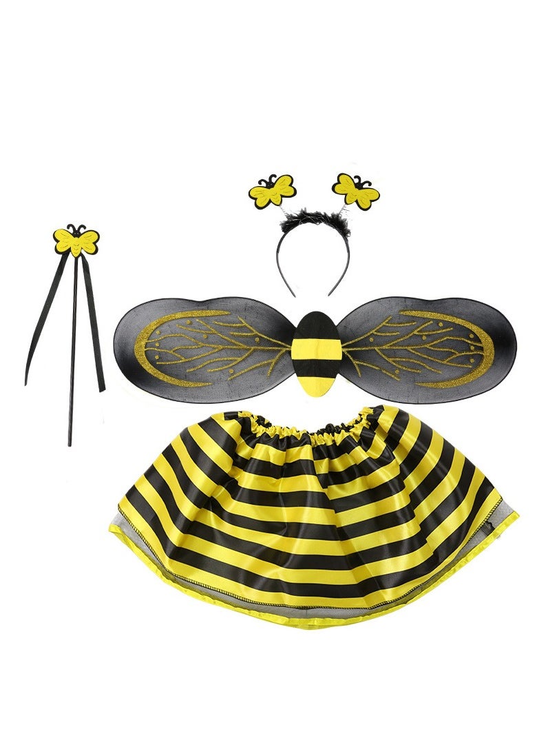 Donia Girls 4 Piece Bee Costume with Wings, Headband, Skirt and Wand Skirt Costume  - Image 2