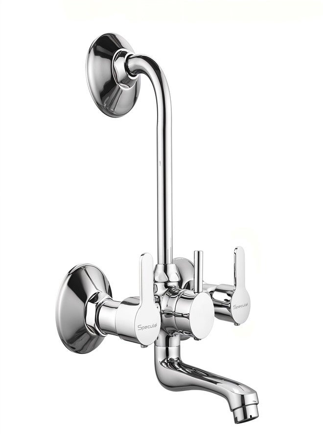 Specule Fusion Series 2-in-1 Wall Mixer Tap | Pure Brass Bathroom Mixer with Overhead Shower Provision | 190mm Long Bend Pipe & Wall Flange | Chrome Finish | Durable Shower Faucet Set - Image 1