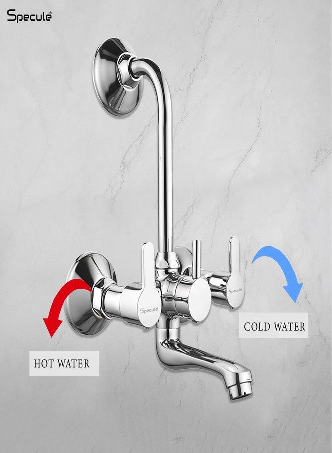 Specule Fusion Series 2-in-1 Wall Mixer Tap | Pure Brass Bathroom Mixer with Overhead Shower Provision | 190mm Long Bend Pipe & Wall Flange | Chrome Finish | Durable Shower Faucet Set - Image 3