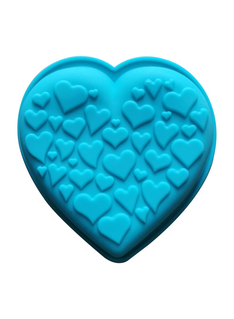 asmat Blue Heart-Shaped Chocolate and Pastry Mould for Baking Pancakes, Muffins, and Desserts, Creative Pancake Art Moulds, Heart shaped Silicone Chocolate Candy Molds  - Image 1