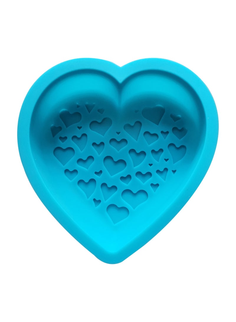 asmat Blue Heart-Shaped Chocolate and Pastry Mould for Baking Pancakes, Muffins, and Desserts, Creative Pancake Art Moulds, Heart shaped Silicone Chocolate Candy Molds  - Image 2
