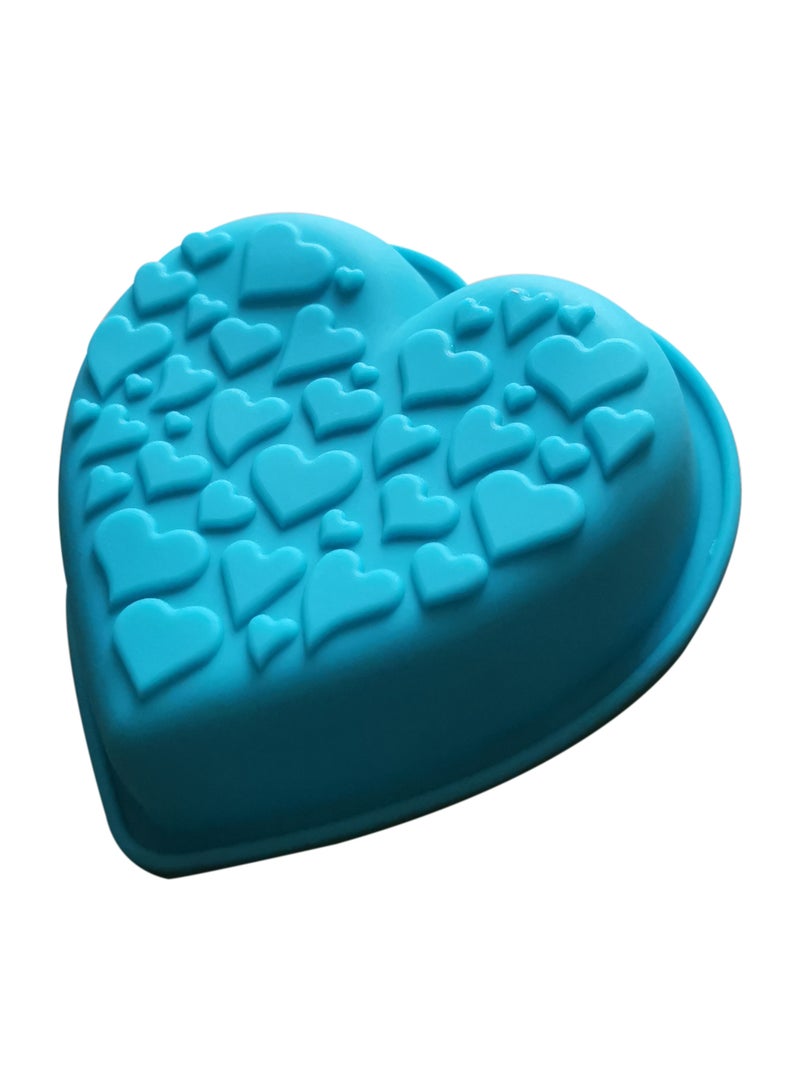asmat Blue Heart-Shaped Chocolate and Pastry Mould for Baking Pancakes, Muffins, and Desserts, Creative Pancake Art Moulds, Heart shaped Silicone Chocolate Candy Molds  - Image 3